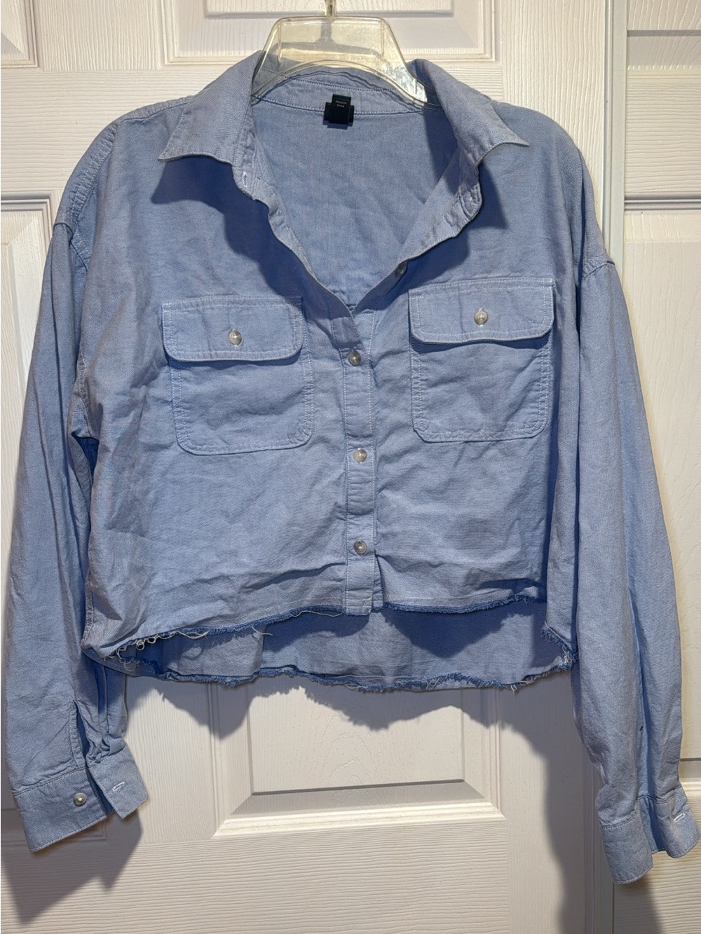 wild fable Light Blue Cropped Button-Front Shirt